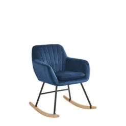 Beliani Schommelstoel LIARUM - Blauw Fluweel -Stijlvolle Tuinmeubelwinkel 1000001749 0102