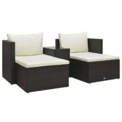 VidaXL 5-delige Loungeset Met Kussens Poly Rattan Bruin