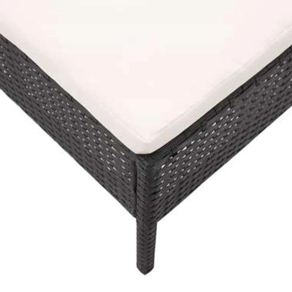 VidaXL 3-delige Loungeset Met Kussens Poly Rattan Zwart 4 VidaXL 3-delige Loungeset Met Kussens Poly Rattan Zwart - Afbeelding 4