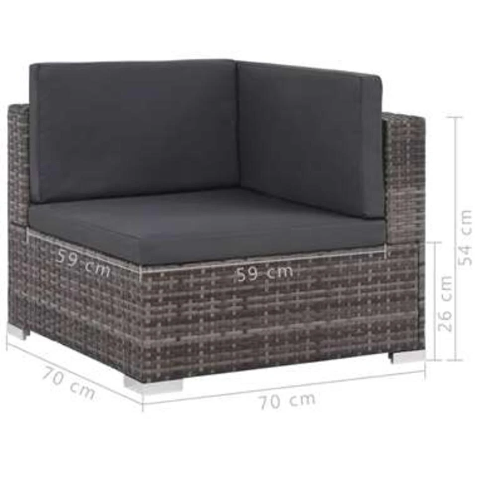 VidaXL 6-delige Loungeset Met Kussens Poly Rattan Grijs 2 VidaXL 6-delige Loungeset Met Kussens Poly Rattan Grijs - Afbeelding 2