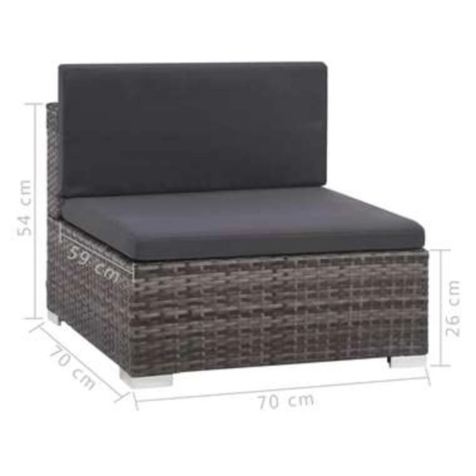 VidaXL 6-delige Loungeset Met Kussens Poly Rattan Grijs 3 VidaXL 6-delige Loungeset Met Kussens Poly Rattan Grijs - Afbeelding 3