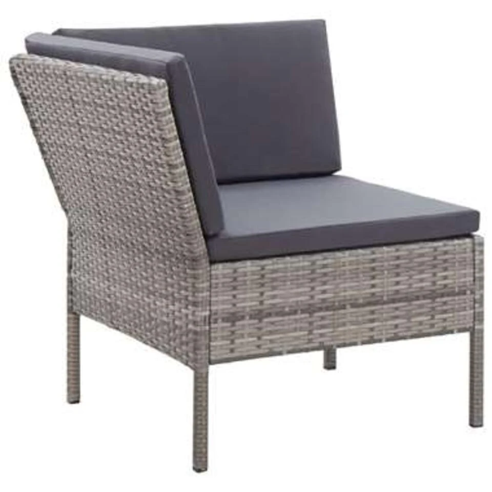 VidaXL 3-delige Loungeset Met Kussens Poly Rattan Grijs 4 VidaXL 3-delige Loungeset Met Kussens Poly Rattan Grijs - Afbeelding 4