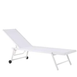 Beliani Tuinligstoel PORTOFINO - Wit Aluminium, Textiel