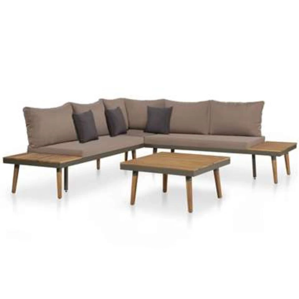 VidaXL 4-delige Loungeset Met Kussens Massief Acaciahout Bruin 1 VidaXL 4-delige Loungeset Met Kussens Massief Acaciahout Bruin