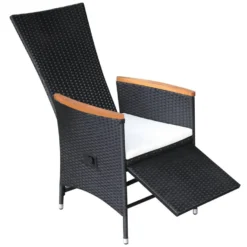 VidaXL Tuinstoelen 2 St Verstelbaar Met Kussens Poly Rattan Zwart -Stijlvolle Tuinmeubelwinkel 1000006363 0103