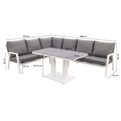VDG Azoren Lounge Dining Set Links - White (tafel Verstelbaar) 6 VDG Azoren Lounge Dining Set Links - White (tafel Verstelbaar) -Stijlvolle Tuinmeubelwinkel 1000031629 0102