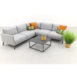 VDG New York Sunbrella Loungeset Grijs - Antraciet -Stijlvolle Tuinmeubelwinkel 1000031642 0102
