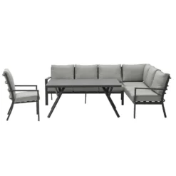 Garden Impressions Senja Lounge Dining Set R + Stoel - D. Grijs