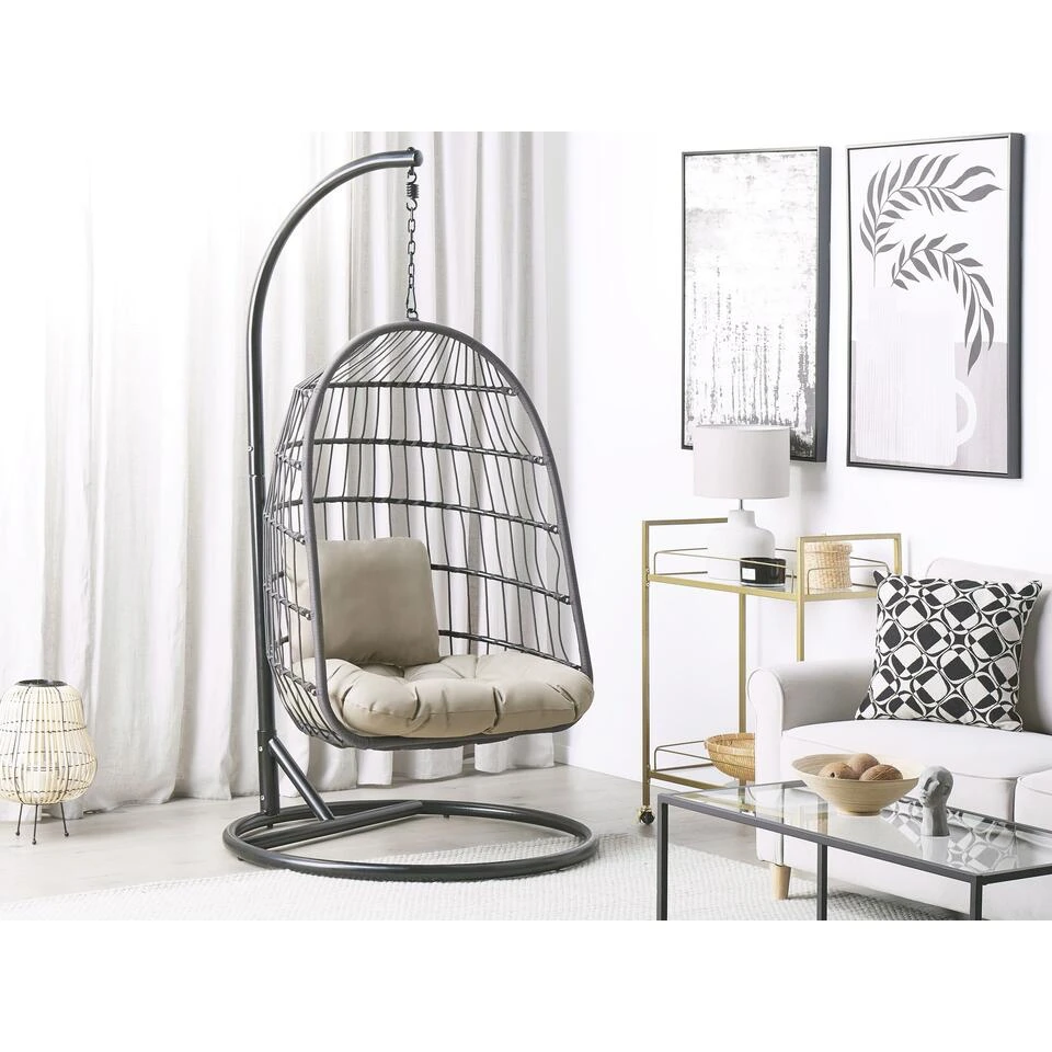 Beliani Hangstoel ALLERA - Zwart Polyester 2 Beliani Hangstoel ALLERA - Zwart Polyester - Afbeelding 2