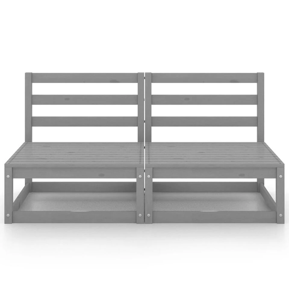 VidaXL Tuinbank 2-zits Massief Grenenhout Grijs 3 VidaXL Tuinbank 2-zits Massief Grenenhout Grijs - Afbeelding 3