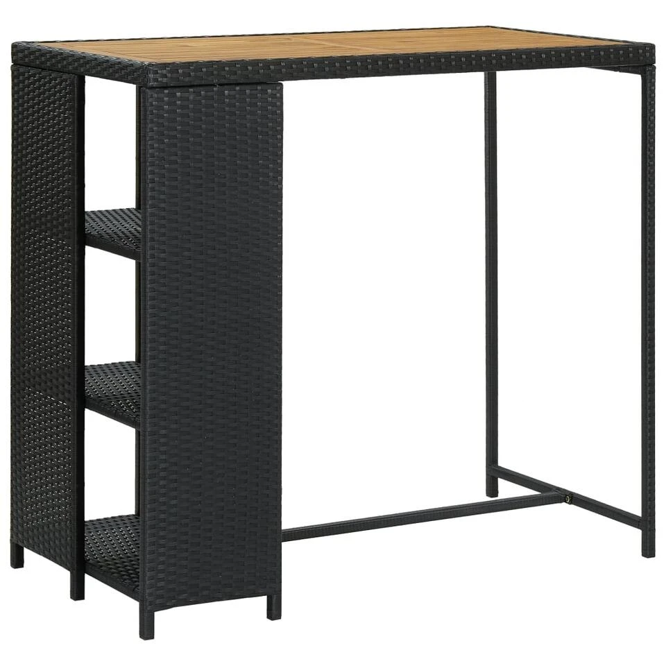 VidaXL Bartafel Met Opbergrek 120x60x110 Cm Poly Rattan Zwart 1 VidaXL Bartafel Met Opbergrek 120x60x110 Cm Poly Rattan Zwart