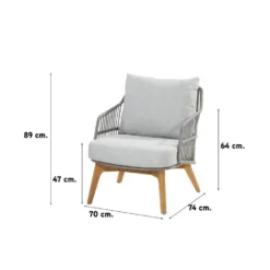 4 Seasons Sempre Loungestoel + Voetenbank - Teak/Silver Grey -Stijlvolle Tuinmeubelwinkel 1000052975 0102