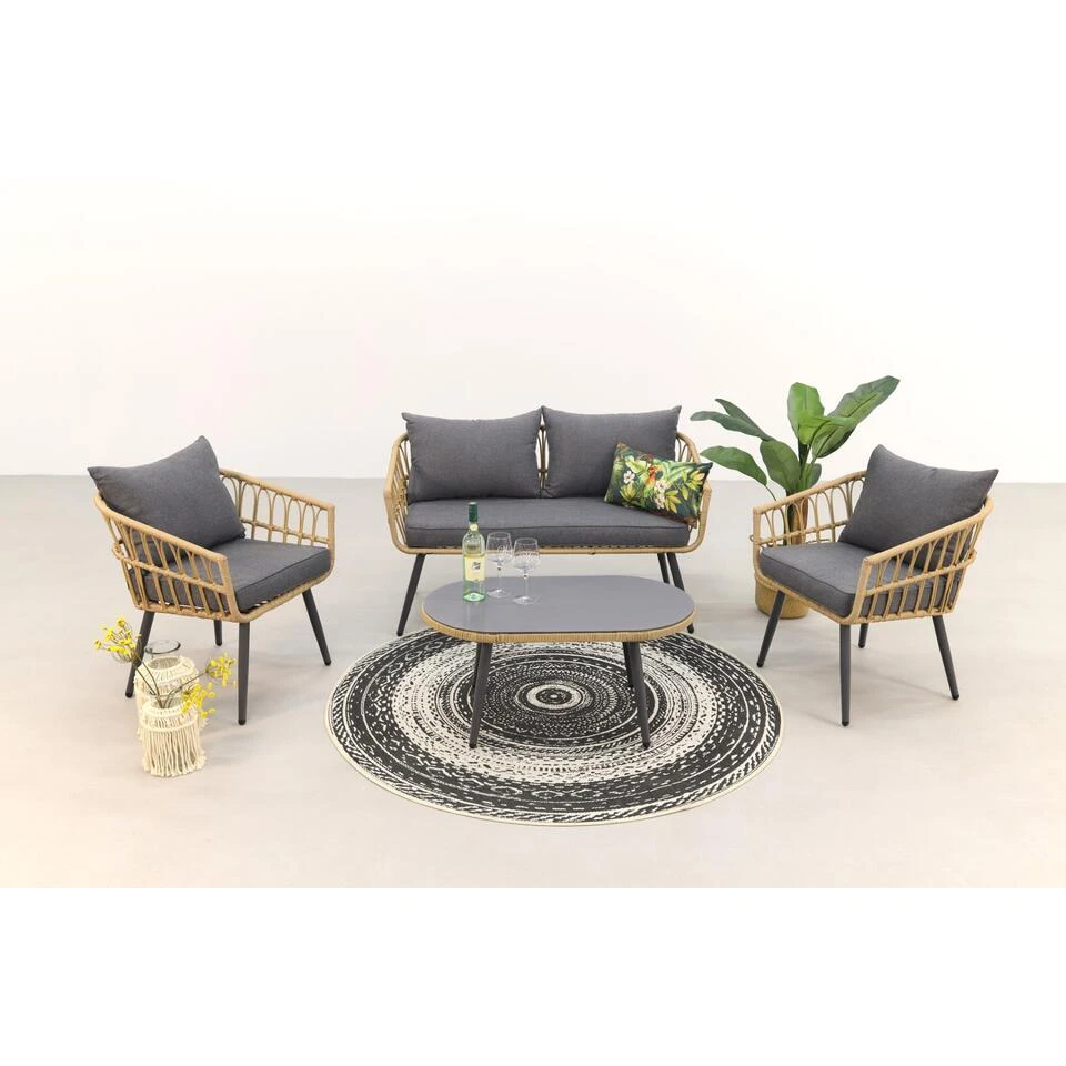 Garden Impressions Franklin Rotan Loungeset - Carbon Black 3 Garden Impressions Franklin Rotan Loungeset - Carbon Black - Afbeelding 3