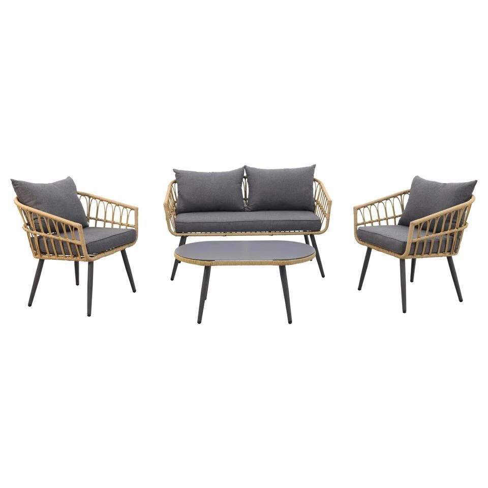 Garden Impressions Franklin Rotan Loungeset - Carbon Black 1 Garden Impressions Franklin Rotan Loungeset - Carbon Black
