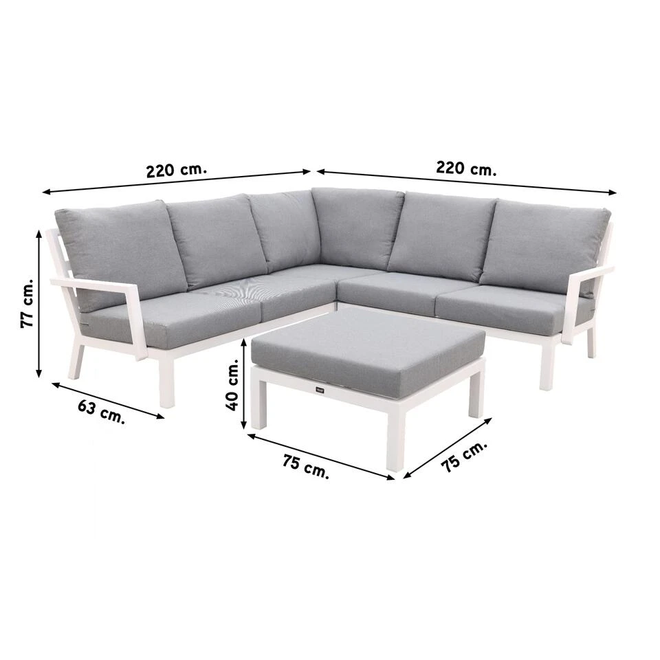 VDG Rockford Aluminium Loungeset Wit - 4-delig 3 VDG Rockford Aluminium Loungeset Wit - 4-delig - Afbeelding 3