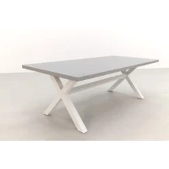 VDG Verona Betonlook Tuintafel 220 X 100 Cm. - White -Stijlvolle Tuinmeubelwinkel 1000053241 0102