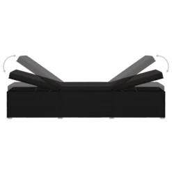 VidaXL 3-delige Ligbeddenset Met Theetafel Poly Rattan Zwart -Stijlvolle Tuinmeubelwinkel 1000056383 0105