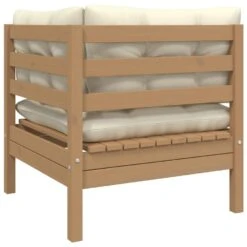 VidaXL Tuinbank 2-zits Met Crèmekleurige Kussens Massief Grenenhout -Stijlvolle Tuinmeubelwinkel 1000056405 0103