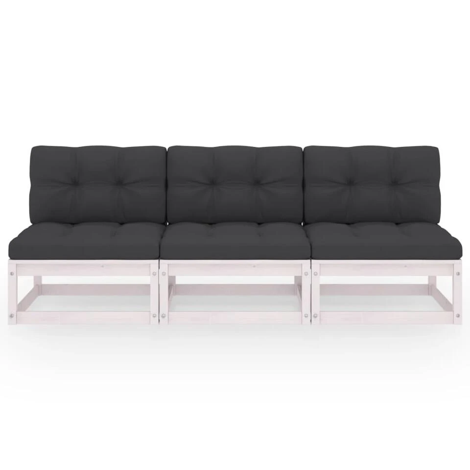 VidaXL Tuinbank 3-zits Met Kussens Massief Grenenhout 2 VidaXL Tuinbank 3-zits Met Kussens Massief Grenenhout - Afbeelding 2