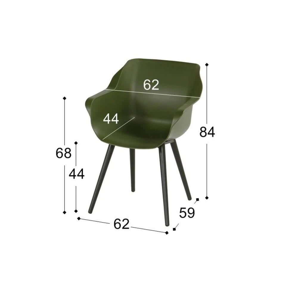 Hartman Sophie Studio Dining Armstoel - Moss Green - Set Van 2 2 Hartman Sophie Studio Dining Armstoel - Moss Green - Set Van 2 - Afbeelding 2