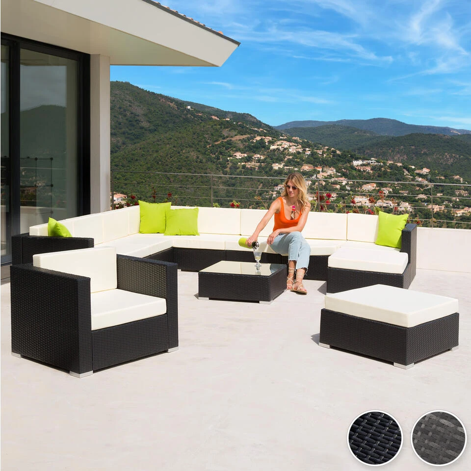 Tectake - Loungeset Las Vegas - Wicker - Zwart 2 Tectake - Loungeset Las Vegas - Wicker - Zwart - Afbeelding 2