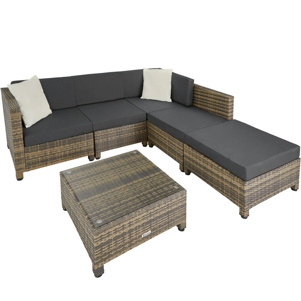 Tectake - Loungeset Incl. 2 Sets Kussenhoezen - Wicker - Naturel 3 Tectake - Loungeset Incl. 2 Sets Kussenhoezen - Wicker - Naturel - Afbeelding 3