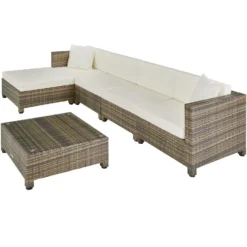Tectake - Loungeset Incl. 2 Sets Kussenhoezen - Wicker - Naturel 7 Tectake - Loungeset Incl. 2 Sets Kussenhoezen - Wicker - Naturel -Stijlvolle Tuinmeubelwinkel 1000077859 0103