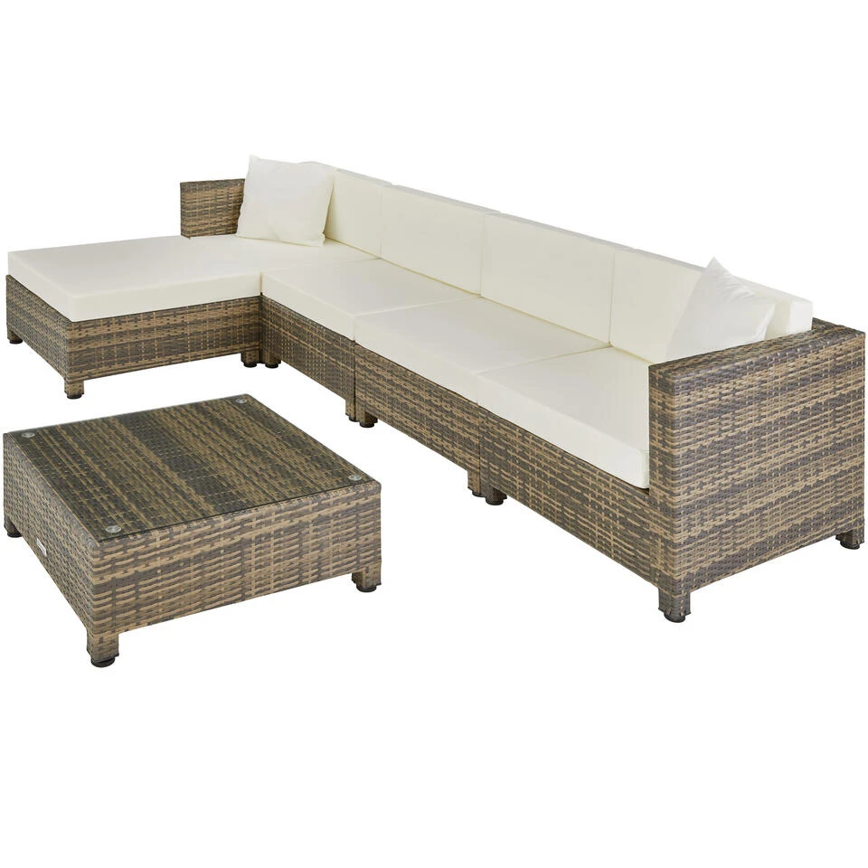 Tectake - Loungeset Incl. 2 Sets Kussenhoezen - Wicker - Naturel 4 Tectake - Loungeset Incl. 2 Sets Kussenhoezen - Wicker - Naturel - Afbeelding 4