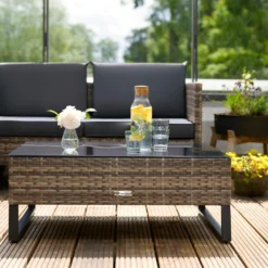 Tectake - Wicker Loungeset - Ostuni Zwart -Stijlvolle Tuinmeubelwinkel 1000077862 0102