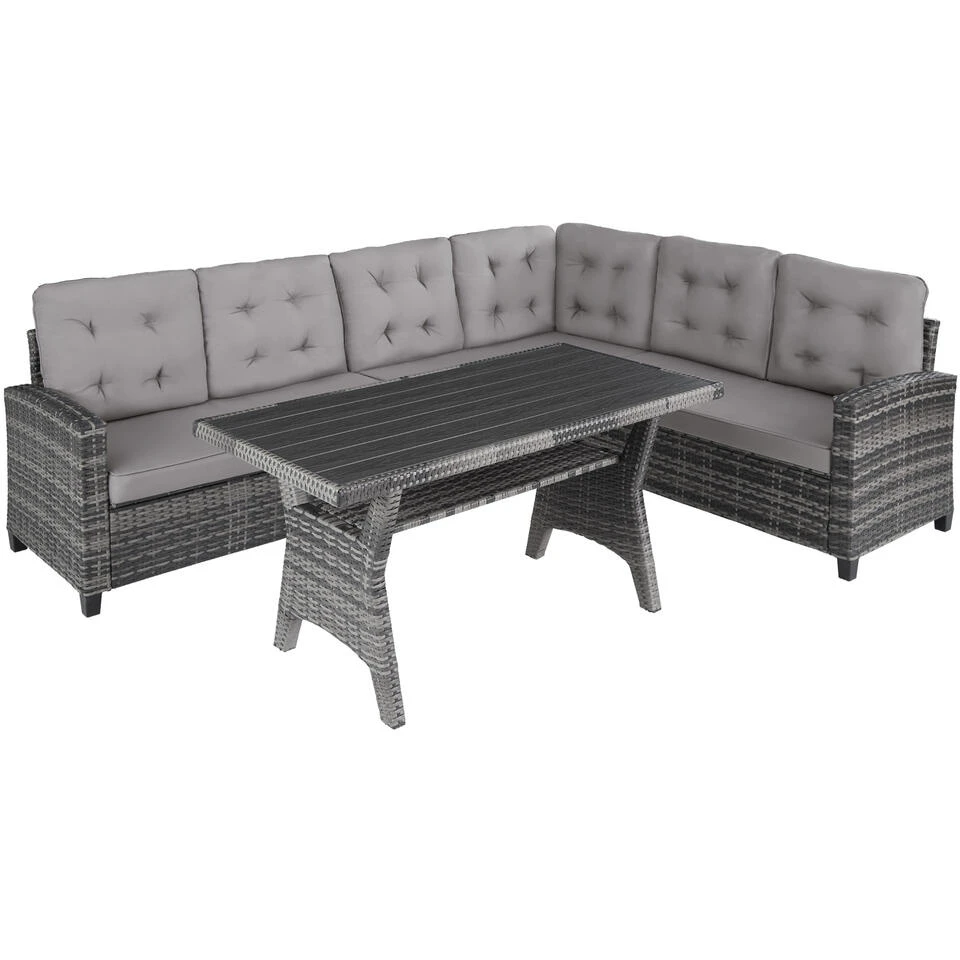 Tectake - Loungeset Catania - Wicker - Grijs 1 Tectake - Loungeset Catania - Wicker - Grijs