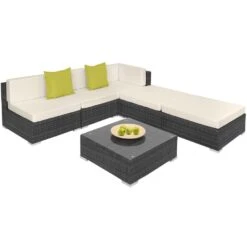 Tectake - Loungeset Parijs - Wicker - Grijs -Stijlvolle Tuinmeubelwinkel 1000077894 0102