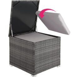 Tectake - Loungeset Pisa Met Opbergbox Kussens - Wicker - Grijs -Stijlvolle Tuinmeubelwinkel 1000077901 0103