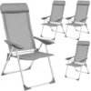 Tectake - Kampeerstoelen - Campingstoel - Tuinstoel - Set Van 4 - Grijs
