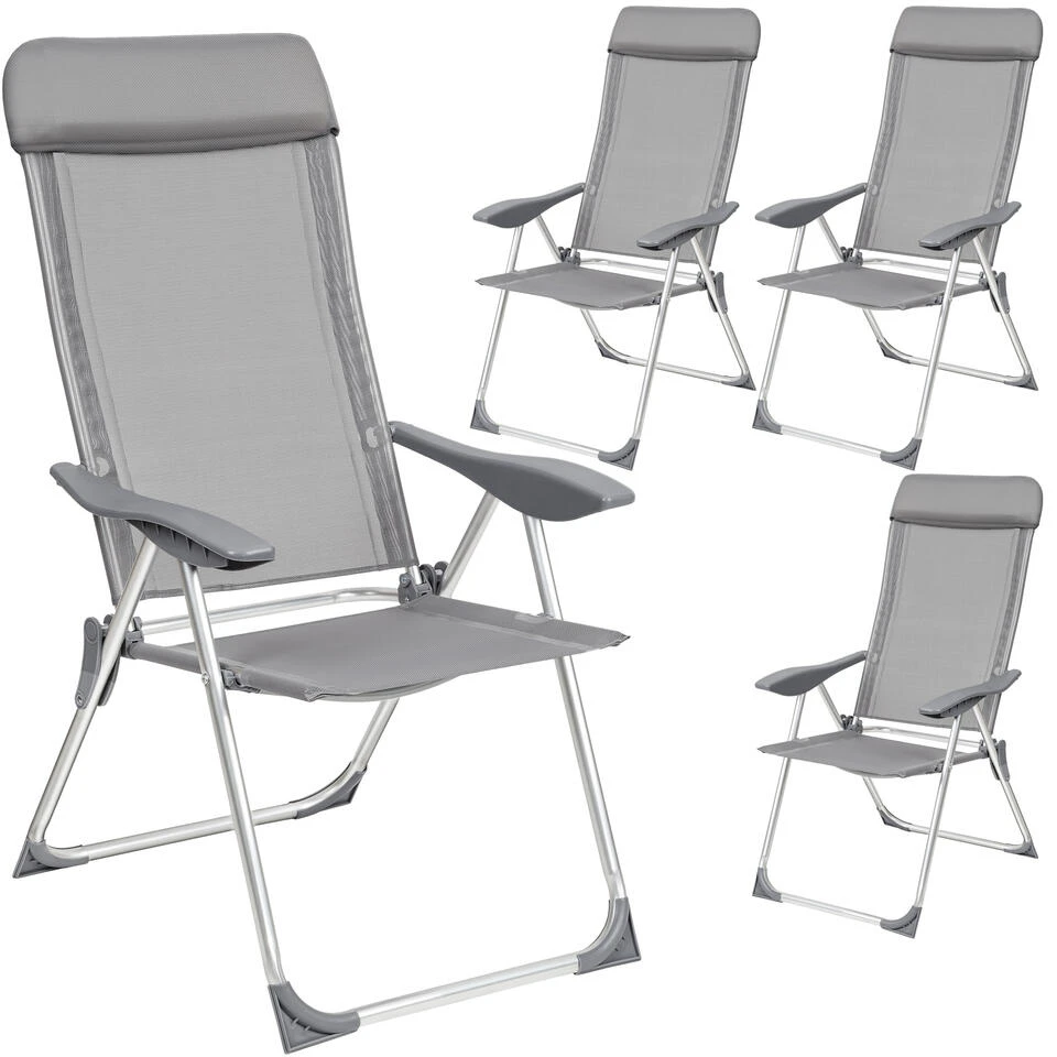 Tectake - Kampeerstoelen - Campingstoel - Tuinstoel - Set Van 4 - Grijs 1 Tectake - Kampeerstoelen - Campingstoel - Tuinstoel - Set Van 4 - Grijs