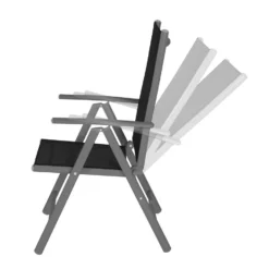 Tectake - Aluminium Tuinstoel / Tuin Stoel Antraciet - Zwart -Stijlvolle Tuinmeubelwinkel 1000078044 0102