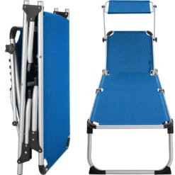 Tectake - Ligbed Zonnestoel Aurelie - Blauw -Stijlvolle Tuinmeubelwinkel 1000083102 0103