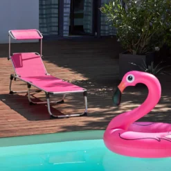 Tectake - Ligbed Zonnestoel Aurelie - Pink -Stijlvolle Tuinmeubelwinkel 1000083104 0102