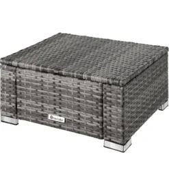 Tectake - Wicker Zitkruk -grijs- 53 X 53 X 26 Cm -Stijlvolle Tuinmeubelwinkel 1000083108 0102