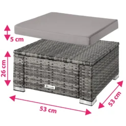 Tectake - Wicker Zitkruk -grijs- 53 X 53 X 26 Cm -Stijlvolle Tuinmeubelwinkel 1000083108 0103