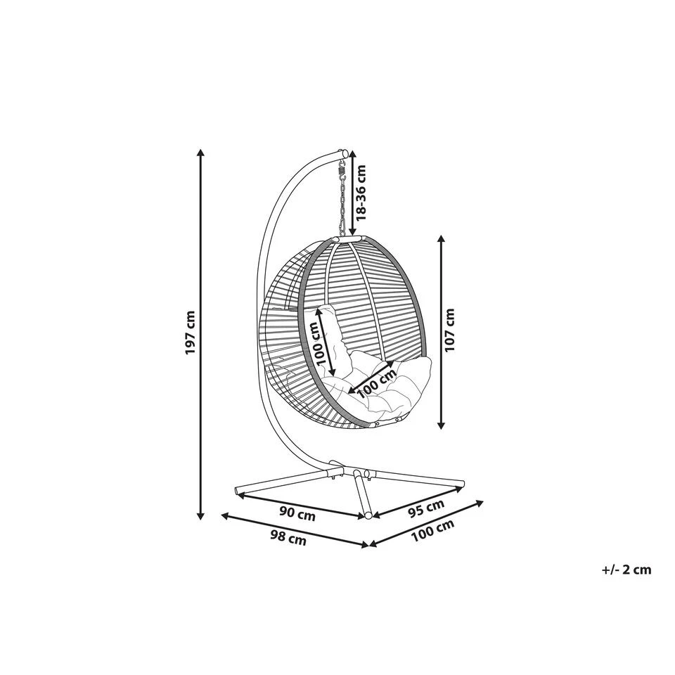 Beliani Hangstoel ARCO - Beige Polyester 3 Beliani Hangstoel ARCO - Beige Polyester - Afbeelding 3