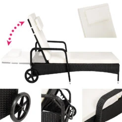 Tectake - Ligstoel - Wicker - Zwart -Stijlvolle Tuinmeubelwinkel 1000086059 0102