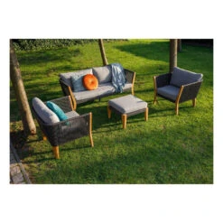 Exotan Hocker Buiten San Remo - Teak - Grijs - 31x63x63 -Stijlvolle Tuinmeubelwinkel 1000088954 0102