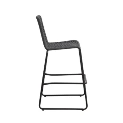 Barkruk Buiten Ray Gevlochten Touw Antraciet - 60,50x56x105 Cm - Touw - Grijs -Stijlvolle Tuinmeubelwinkel 1000092414 0103