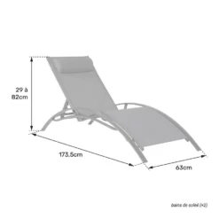 Happy Garden Zonnebedden GALAPAGOS - Grijs - Aluminium -Stijlvolle Tuinmeubelwinkel 1000094857 0104