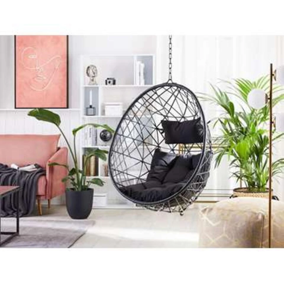 Beliani Hangstoel ALATRI - Zwart Pe Rotan 2 Beliani Hangstoel ALATRI - Zwart Pe Rotan - Afbeelding 2