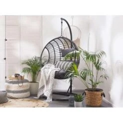 Beliani Hangstoel ASPIO - Zwart Pe Rotan -Stijlvolle Tuinmeubelwinkel 1498029831 0102
