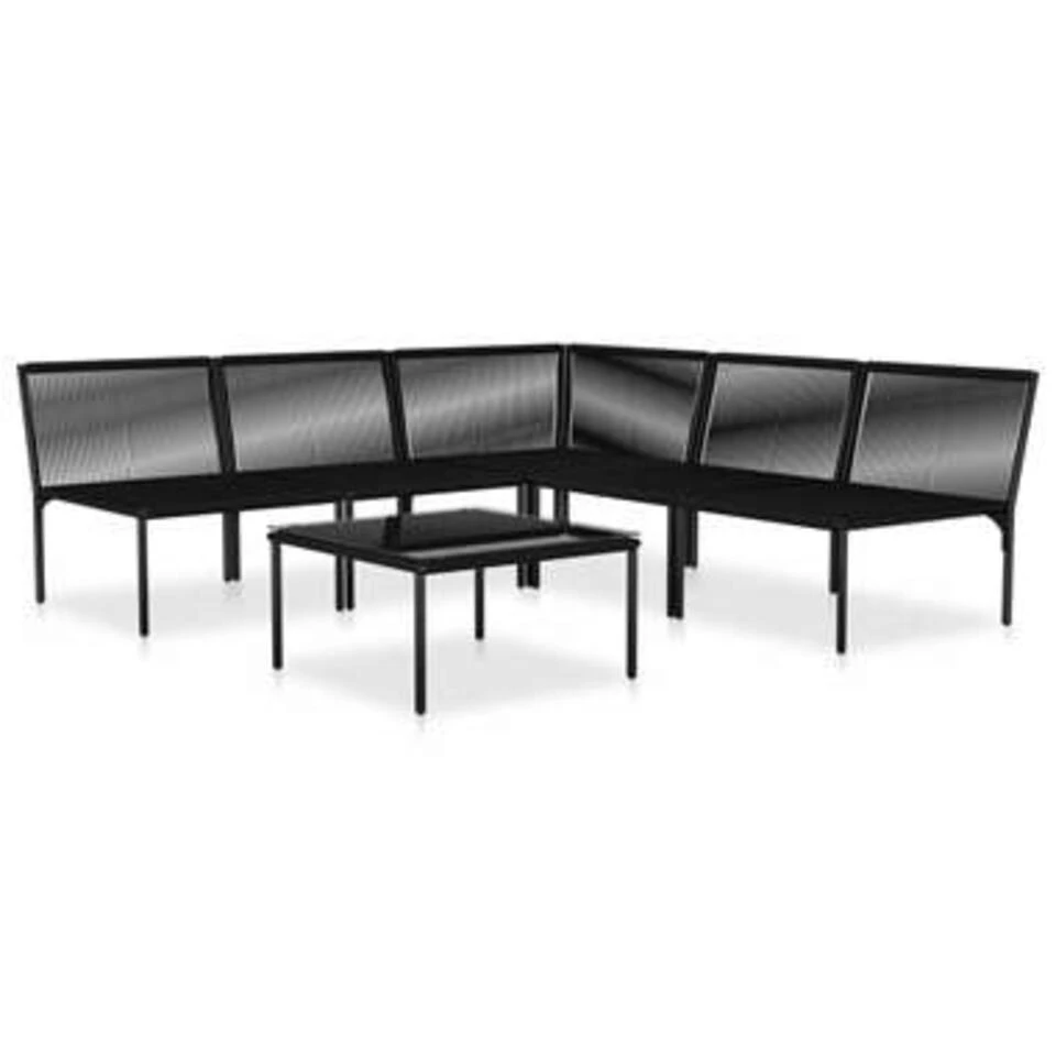 VidaXL 6-delige Loungeset Met Kussens PVC Zwart 3 VidaXL 6-delige Loungeset Met Kussens PVC Zwart - Afbeelding 3