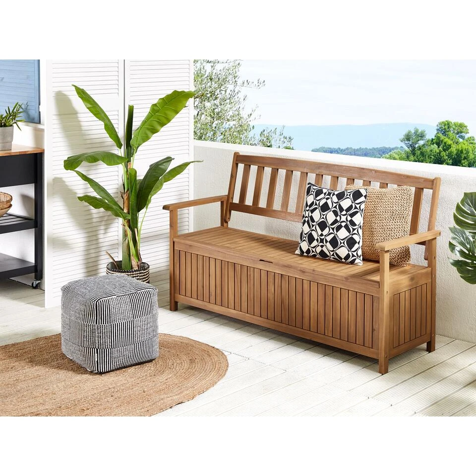 Beliani Tuinbank SOVANA - Lichte Houtkleur Acaciahout 2 Beliani Tuinbank SOVANA - Lichte Houtkleur Acaciahout - Afbeelding 2