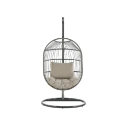 Beliani Hangstoel ALBA - Zwart Pe Rotan -Stijlvolle Tuinmeubelwinkel 271472dcb940475fb0a70c6c385fb322