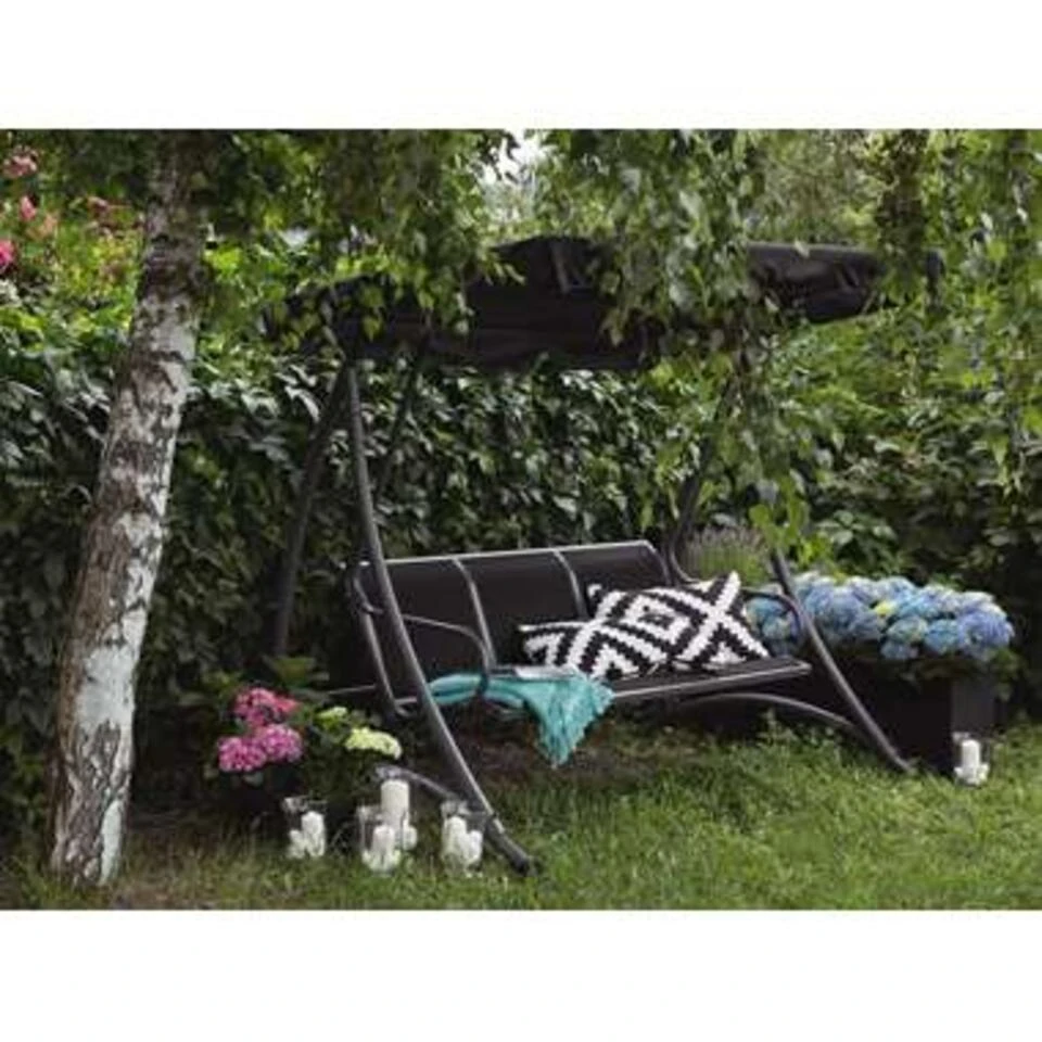 Beliani Schommelbank BOGART - Zwart Mesh 2 Beliani Schommelbank BOGART - Zwart Mesh - Afbeelding 2